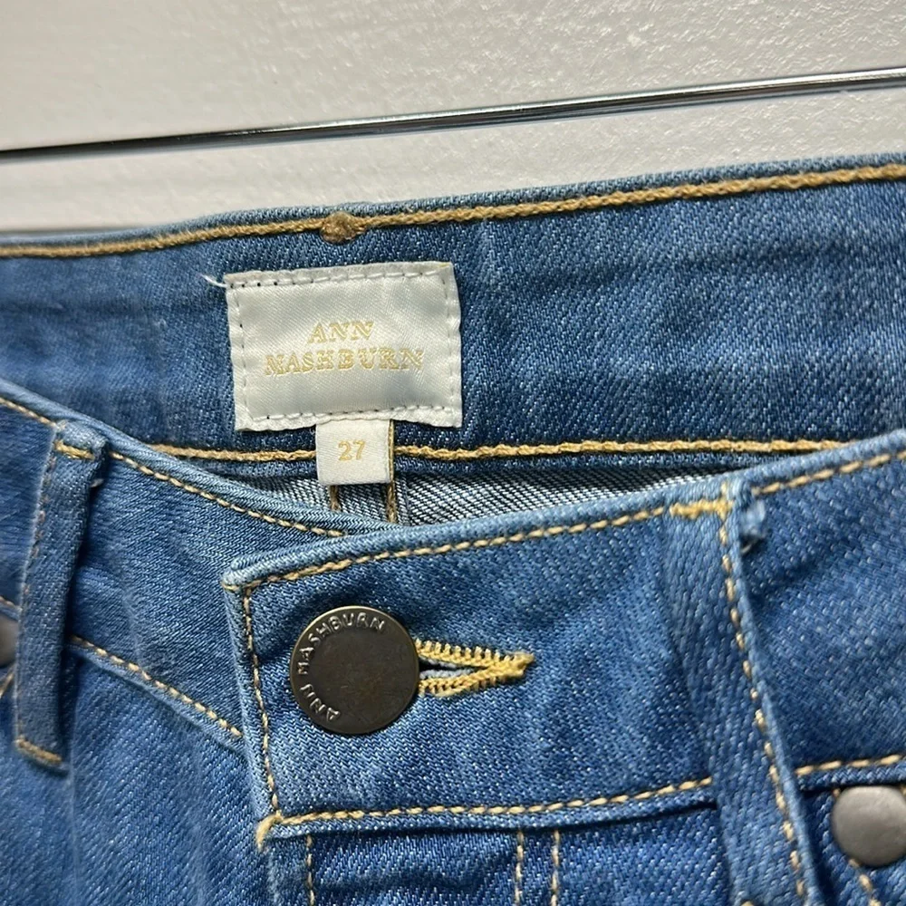Ann Mashburn Jeans Straight Leg 5 Pocket Denim Pants Cotton Stretch Blue Size 27